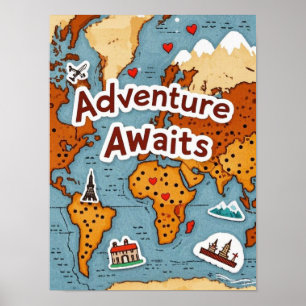 Affiche Carte du monde avec citation