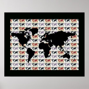 Affiche carte du monde avec motif