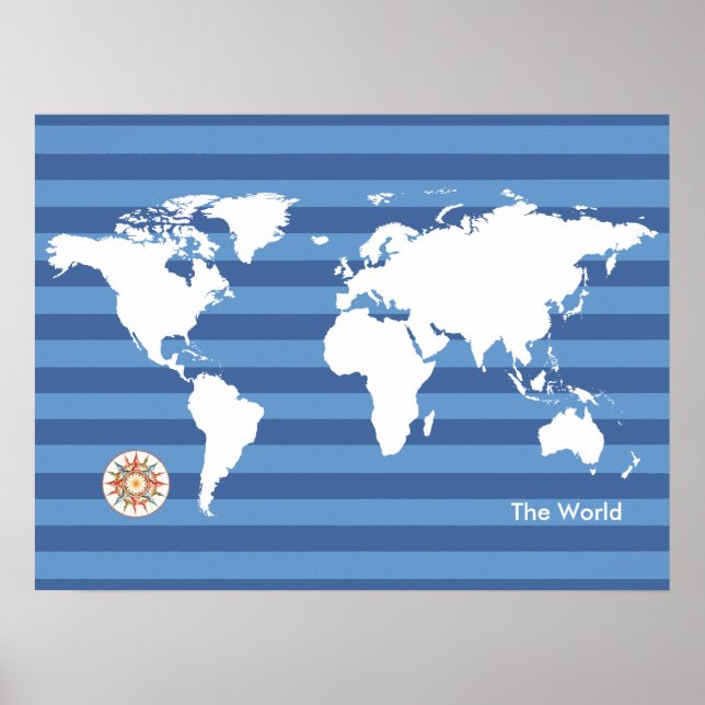 Affiche carte du monde avec rayures (Devant)