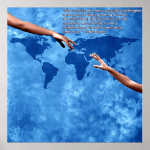 Affiche Carte du monde bleu avec texte par Dalai lama