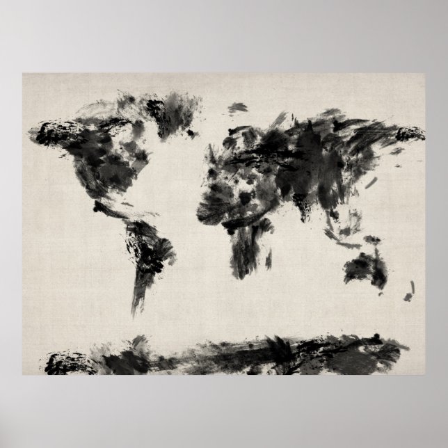 Affiche Carte du Monde Carte Peinture Abstraite foncée (Devant)