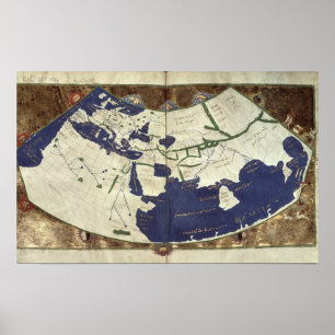 Affiche Carte du monde connu, de 'Geographia'