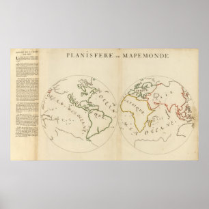 Affiche Carte du monde dans 4 parts
