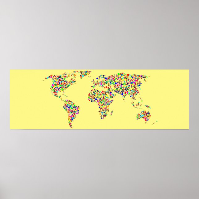 Affiche Carte du monde dans le filtre de brouillard (Devant)