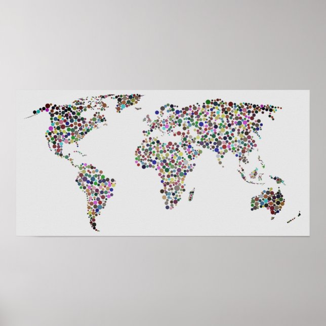 Affiche Carte du monde dans le filtre de brouillard et Arr (Devant)