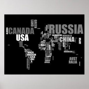 Affiche Carte du monde dans les mots