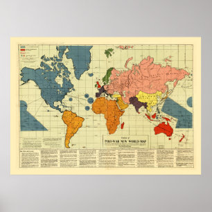 Affiche Carte du monde d'après-guerre (1942)