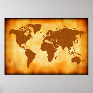 Affiche Carte du monde de Grunge