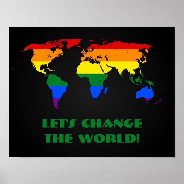 Affiche Carte du monde de la fierté arc-en-ciel LGBT (Devant)