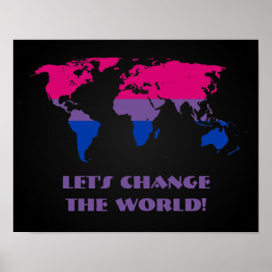 Affiche Carte du monde de la fierté bisexuelle mapposter