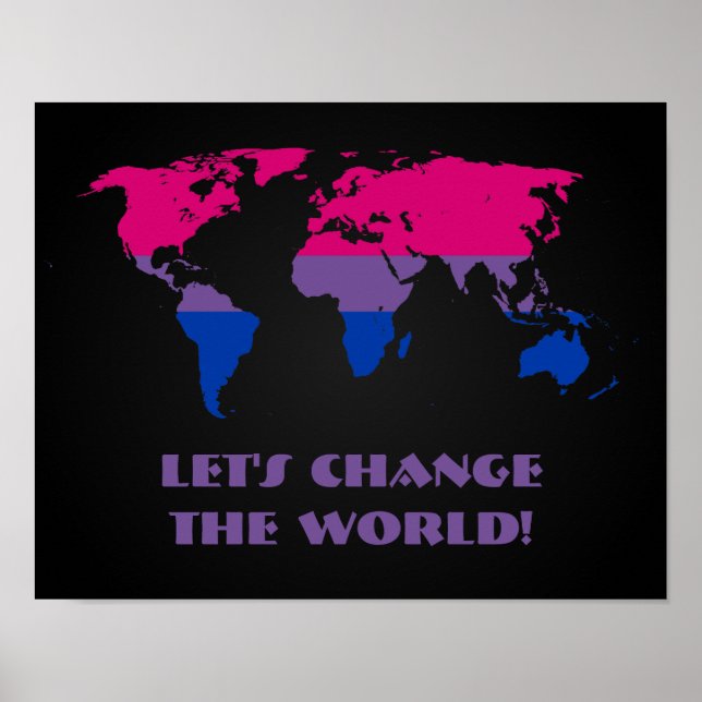 Affiche Carte du monde de la fierté bisexuelle mapposter (Devant)