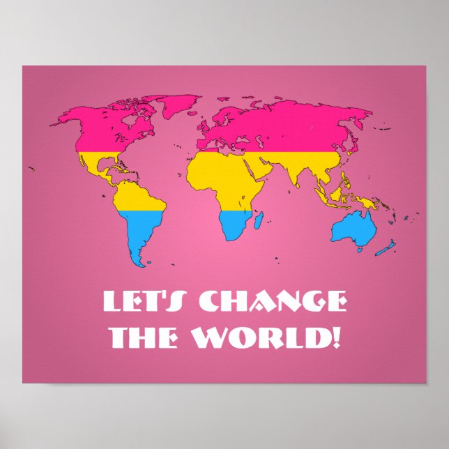 Affiche Carte du monde de la fierté pansexuelle (Devant)