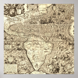 Affiche Carte du monde de l'Amérique par Diego Gutiérrez