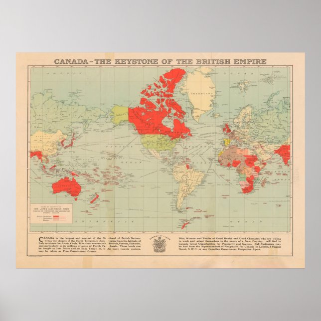 Affiche Carte du monde de l'ancien Empire britannique (192 (Devant)