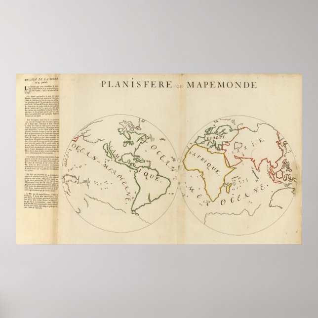 Affiche Carte du monde en 4 parties (Devant)
