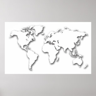 Affiche Carte du monde en blanc