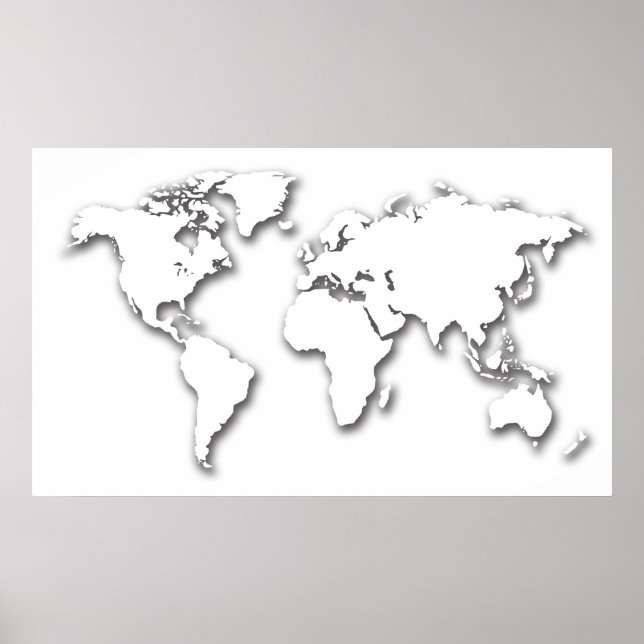 Affiche Carte du monde en blanc (Devant)