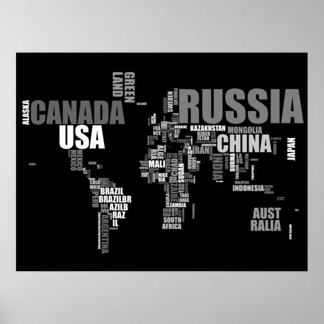 Affiche Carte du monde en mots (Devant)