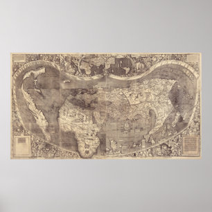 Affiche Carte du monde Martin Waldseemuller 1507