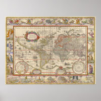 Carte du monde médiéval par Willem Blaeu