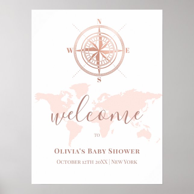 Affiche Carte du monde neutre Accueil Baby shower de voyag (Devant)