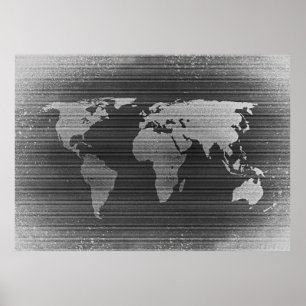 Affiche Carte du monde noir et blanc