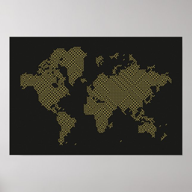 Affiche Carte du monde numérique (Devant)