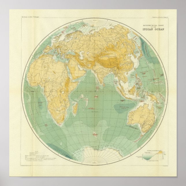 Affiche Carte du monde Océan Indien, Europe, Asie, Afrique (Devant)