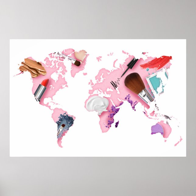 Affiche Carte du monde Pastel Comestics (Devant)