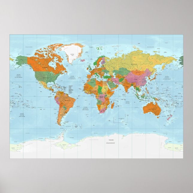 Affiche Carte du monde politique Langue italienne (Devant)