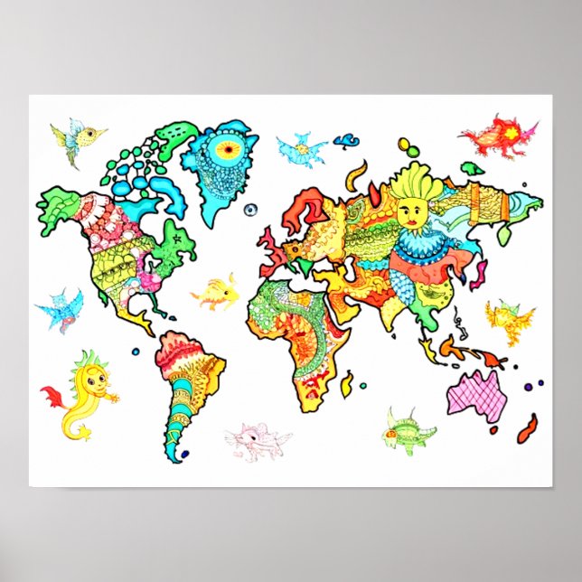 Affiche Carte du monde pour les enfants d'art mur (Devant)