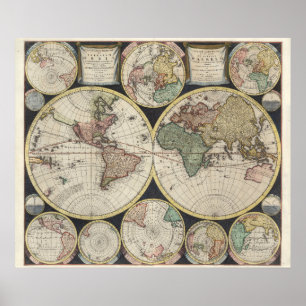 Affiche Carte du monde vintage