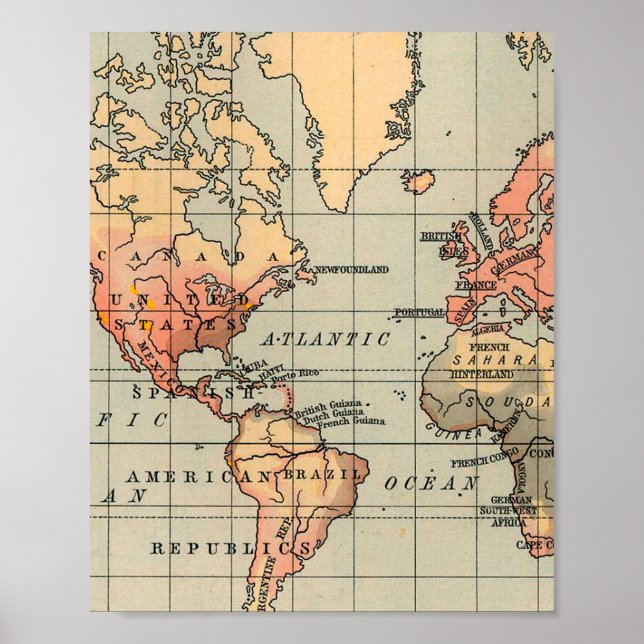 Affiche Carte du monde Vintage (Devant)
