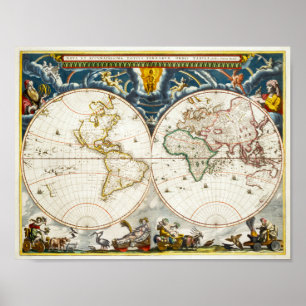 Affiche Carte du monde vintage