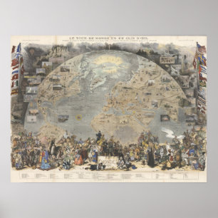 Affiche Carte du monde vintage