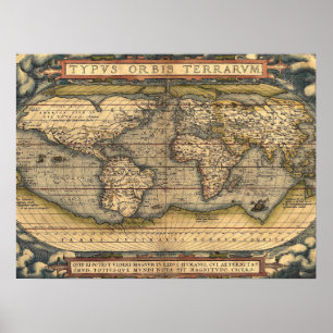 Affiche Carte du monde vintage