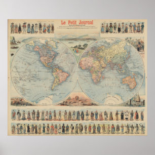 Affiche Carte du monde vintage