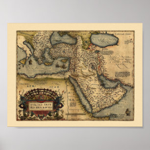 Affiche Carte Du Moyen-Orient 1600