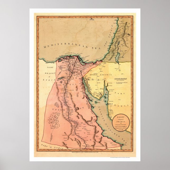 Affiche Carte du Moyen-Orient en Égypte - 1800 (Devant)