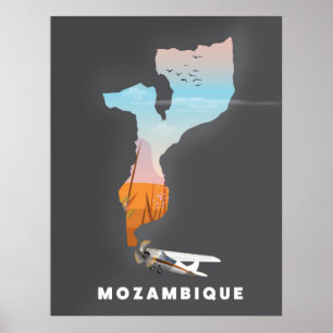 Affiche Carte du Mozambique