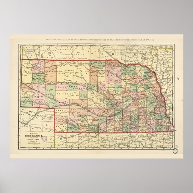 Affiche Carte du Nebraska (1902) (Devant)