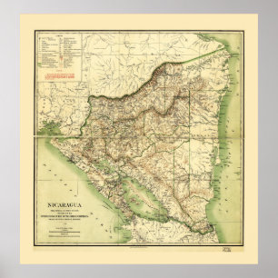 Affiche Carte du Nicaragua (1903)
