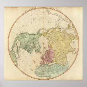 Affiche Carte du nord d'hémisphère