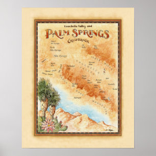 Affiche Carte du Palm Springs Ca