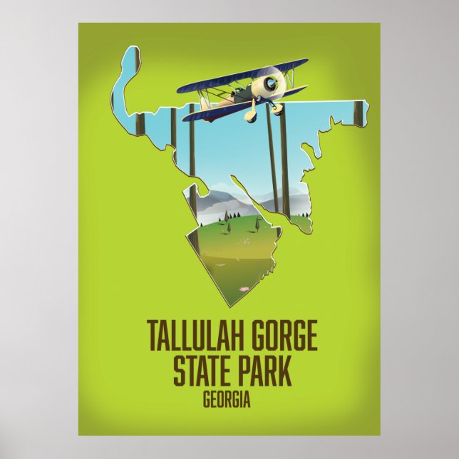 Affiche Carte du parc d'État de Tallulah Gorge (Devant)