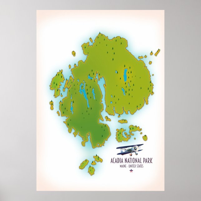 Affiche Carte du parc national d'Acadia, Maine. (Devant)