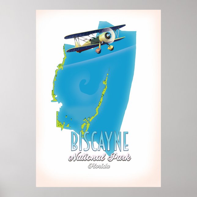Affiche Carte du parc national de Biscayne en Floride (Devant)