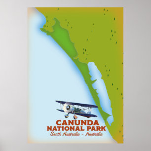 Affiche carte du parc national de Canunda en Australie mér