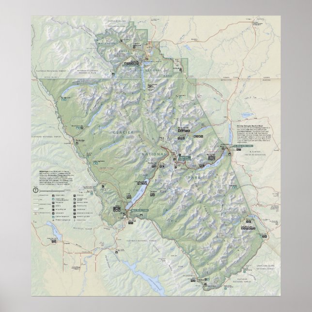 Affiche Carte du parc national de Glacier 2026 (Devant)