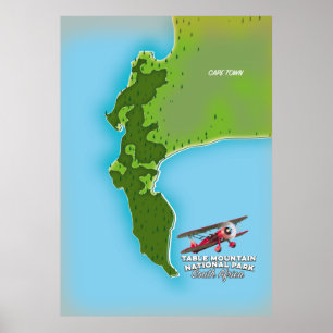 Affiche Carte du parc national de Table Mountain en Afriqu